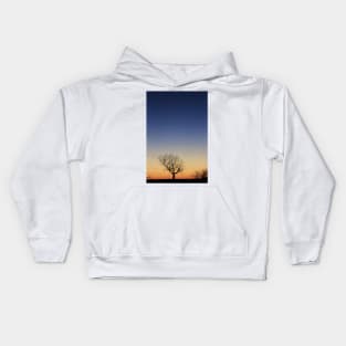 Kansas Sunset at Twilight with a Tree silhouette Kids Hoodie